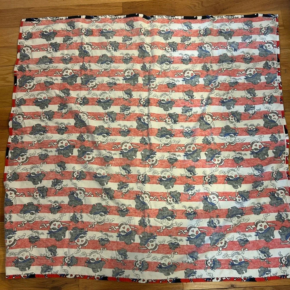 Pirate Skull Crossbones Red White Striped‎ Baby Swaddle Receiving Blanket Knit